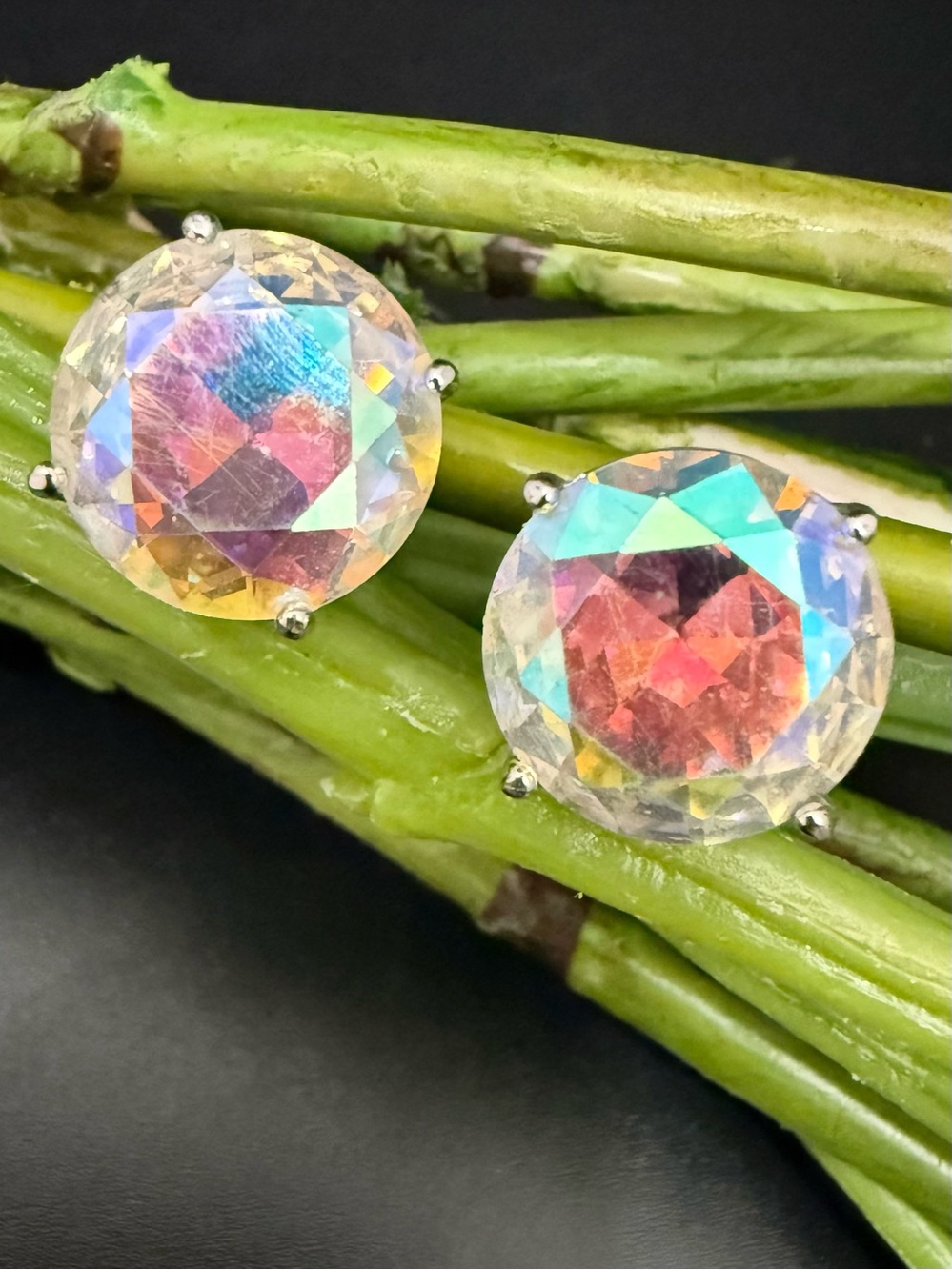 KATE SPADE Iridescent Clear Aurora Borealis Crystal Gum Drops Studs